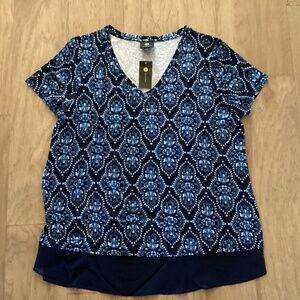 JM Collection Women's Short Sleeve Patchwork, size XL